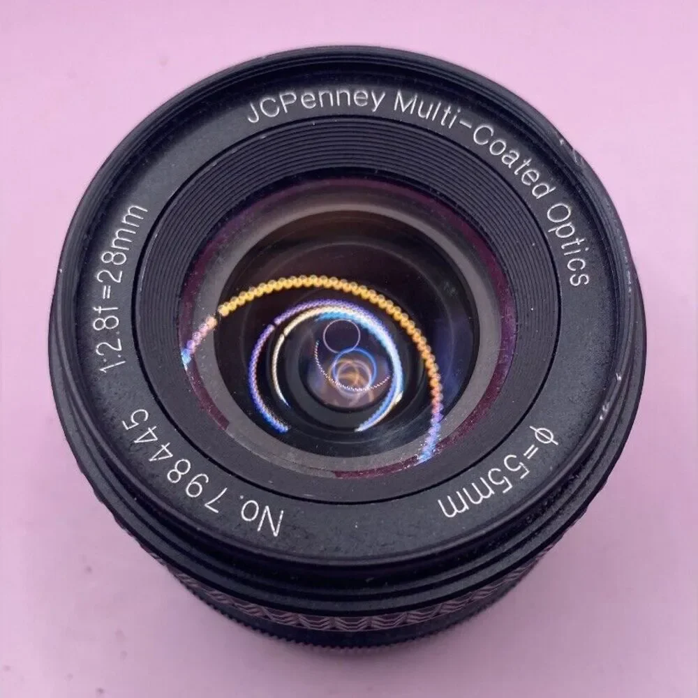 JC Penney Camera Lens Multi Coated Optics 1:2.8 f=28mm 55mm Case
